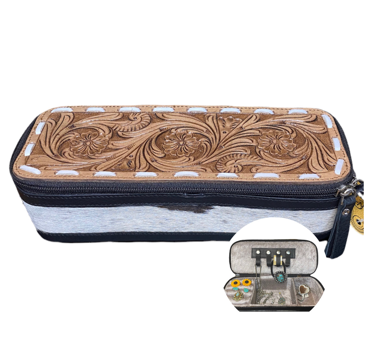 A7924 - Deluxe Carves Hair On Hide Jewellery Box