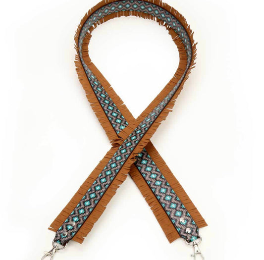 A8319 - Western Navajo Design Leather Bag Strap