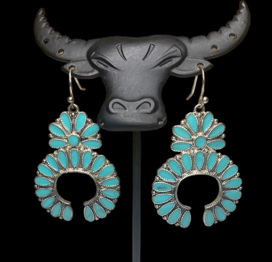 J6277 - Western Style Turquoise Drop Earrings