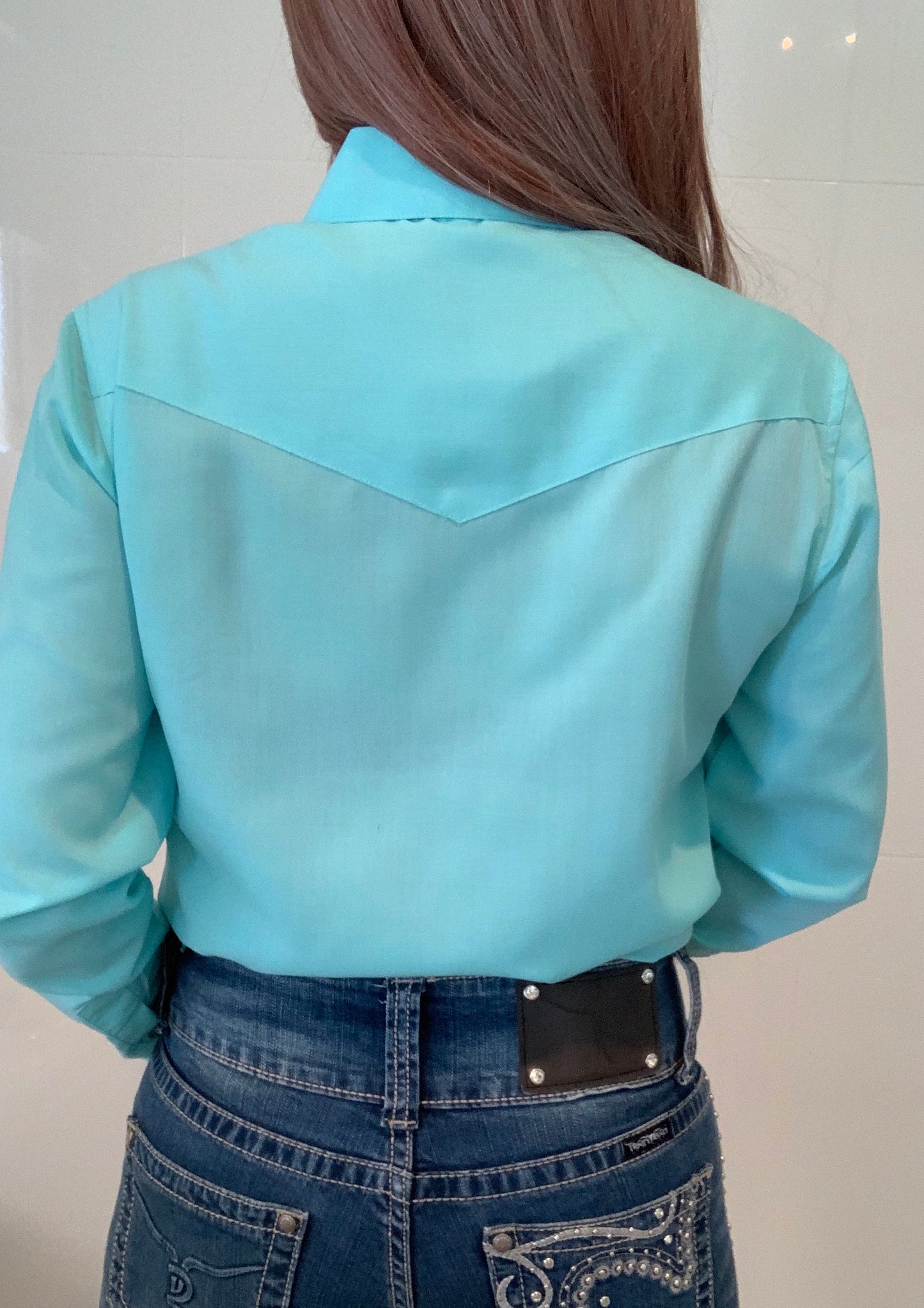 L1326 - Alanis Ladies Plain Peppermint Shirt with Frills - Rawhide Western Wear 