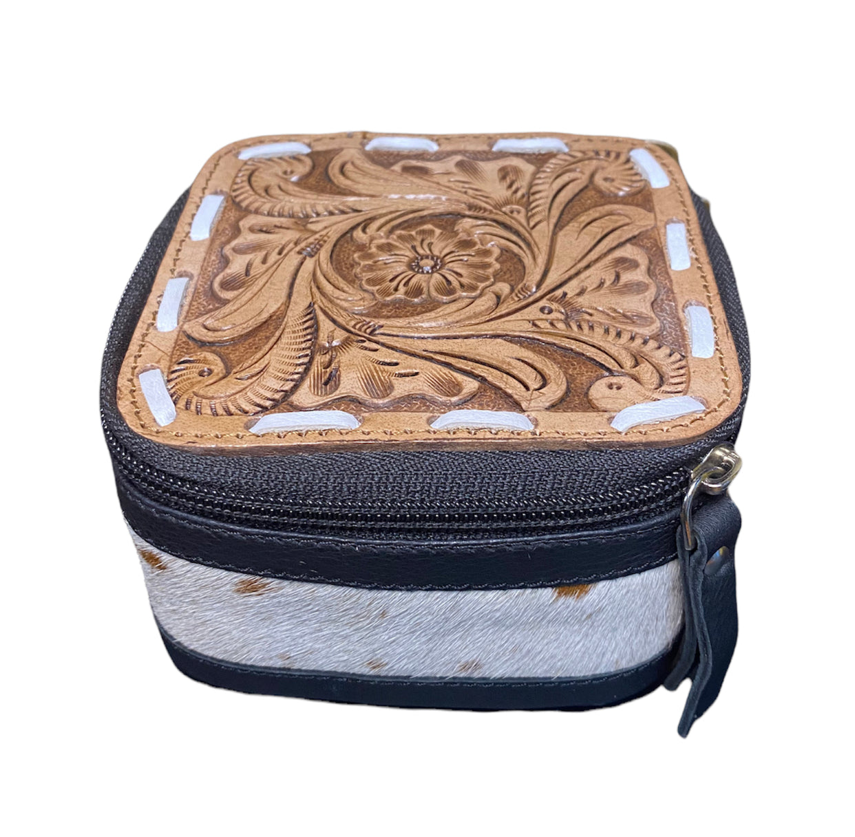 A7931 - Deluxe Carved Small Hair On Hide Jewellery Box