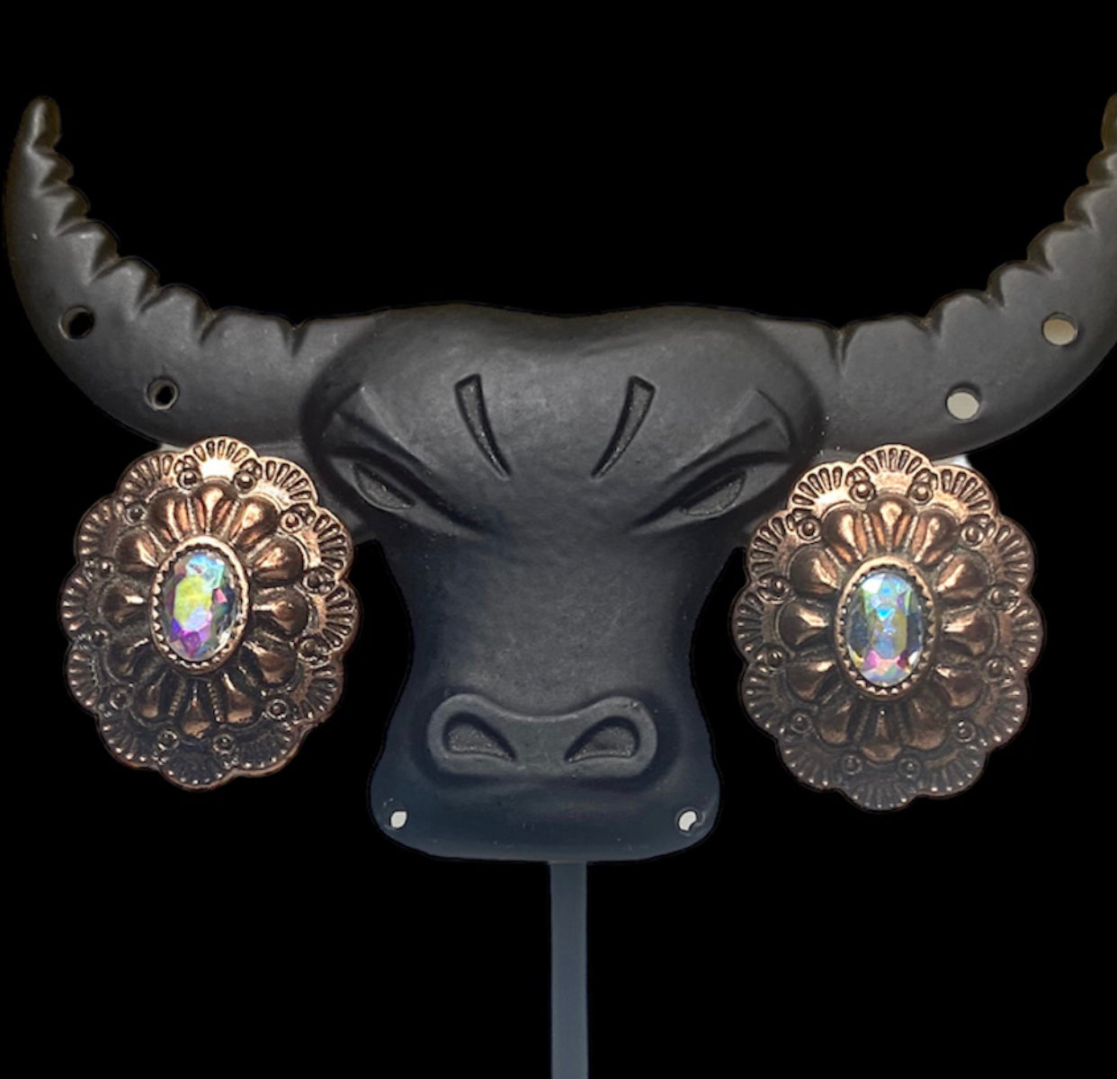 ER1197c - Western Concho Crystal Stud Earrings