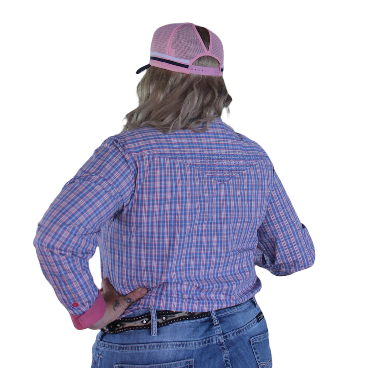 L1376- Jem Check Beaded Ladies Western Shirt