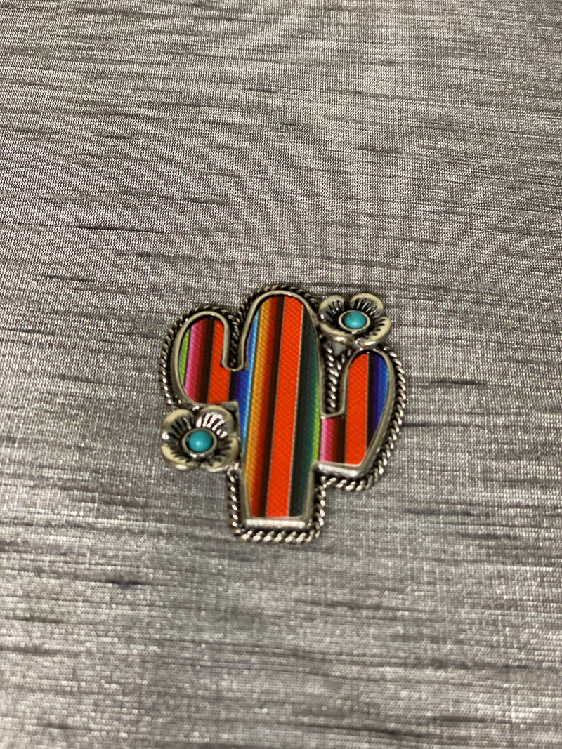 SA0090 - Western Serape Cactus Phone Grip Adhesive Charm