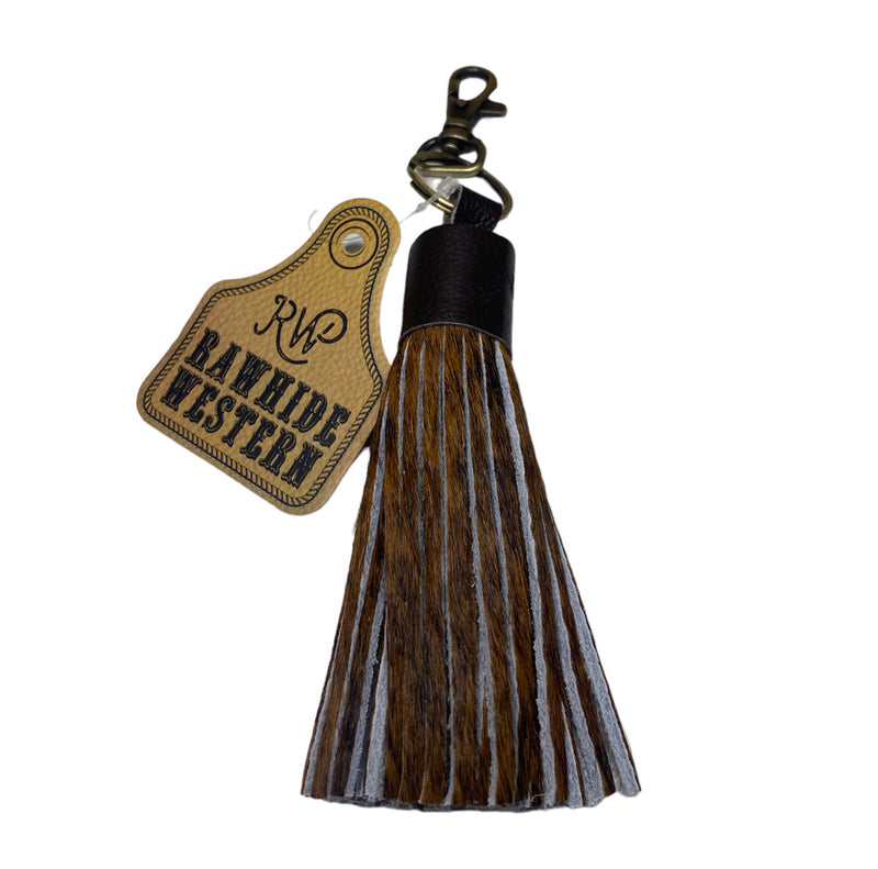A8338 - Tan Hair on Hide Leather Tassel Clips