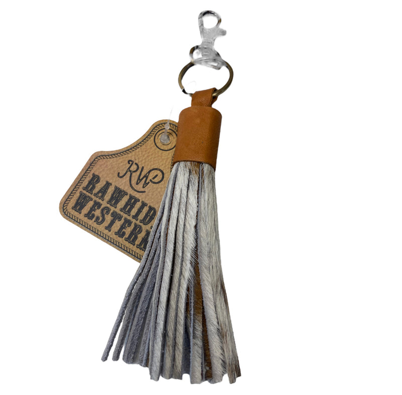 A8280 - Tan Hair on Hide Leather Tassel Clips