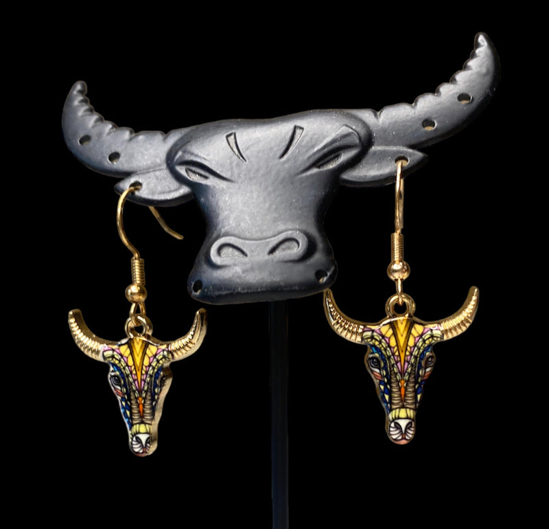 J6439 - Steer Head Earrings