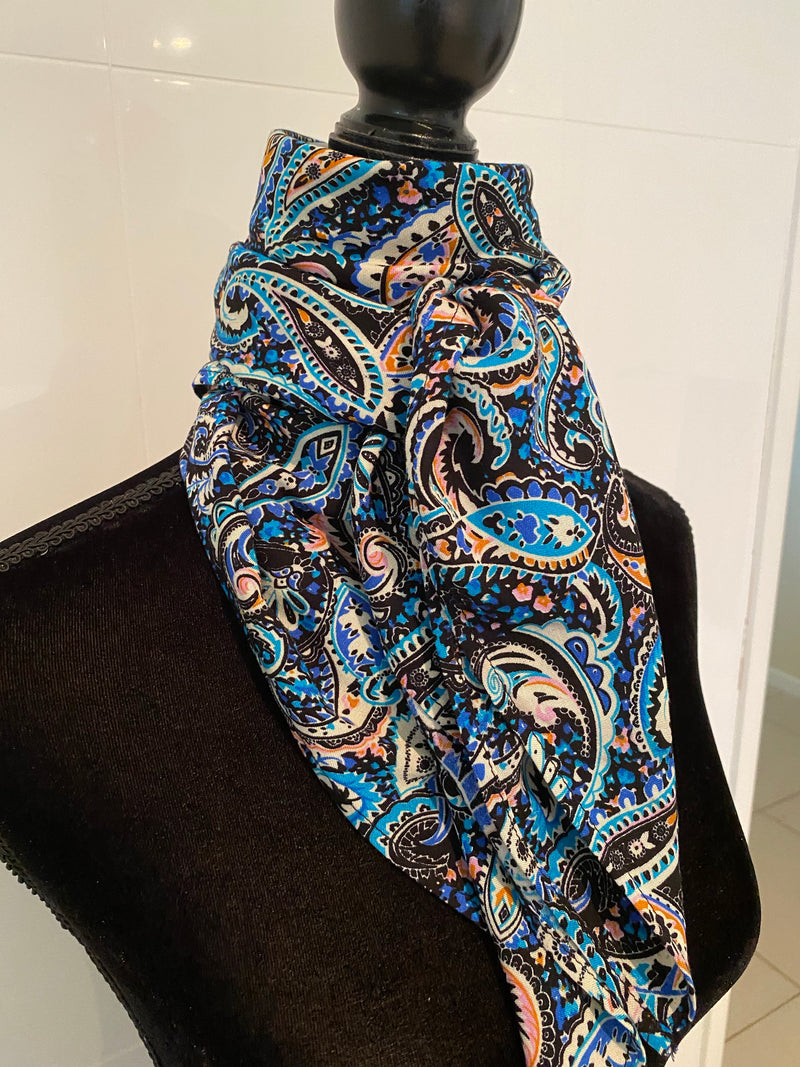 A7293 - Blue Paisley Rawhide Scarf - Rawhide Western Wear 