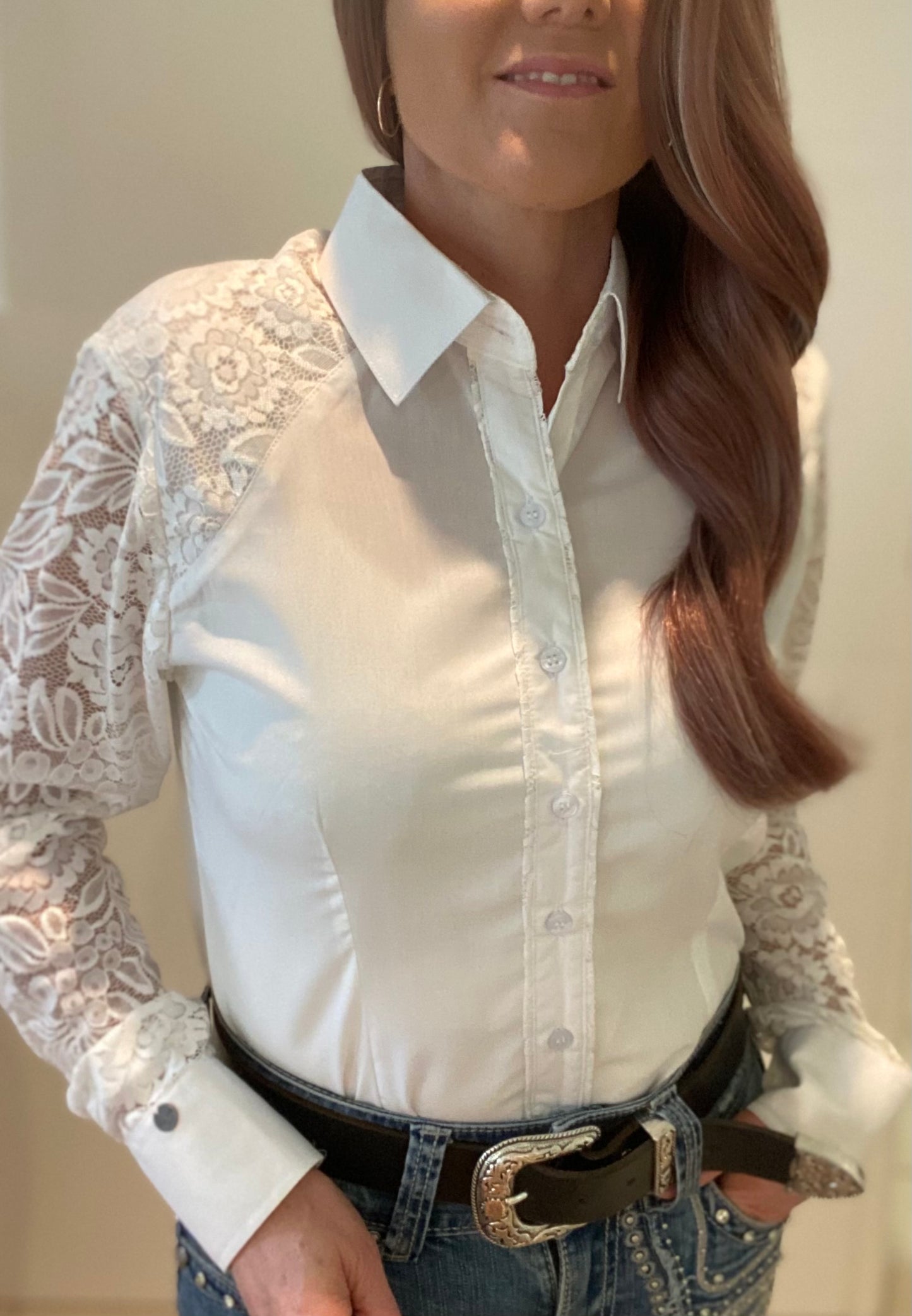 L1126 - Diane Ladies 1/2 Lace Western Shirt