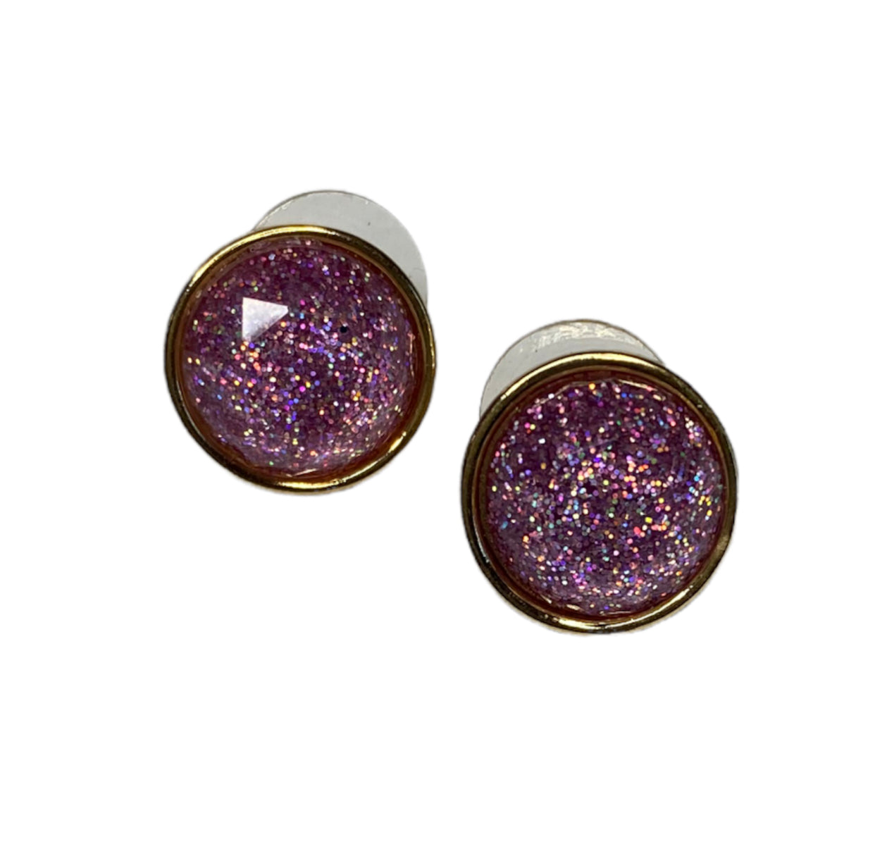 J6405 - Light Pink Glitter Gem Stud Earring