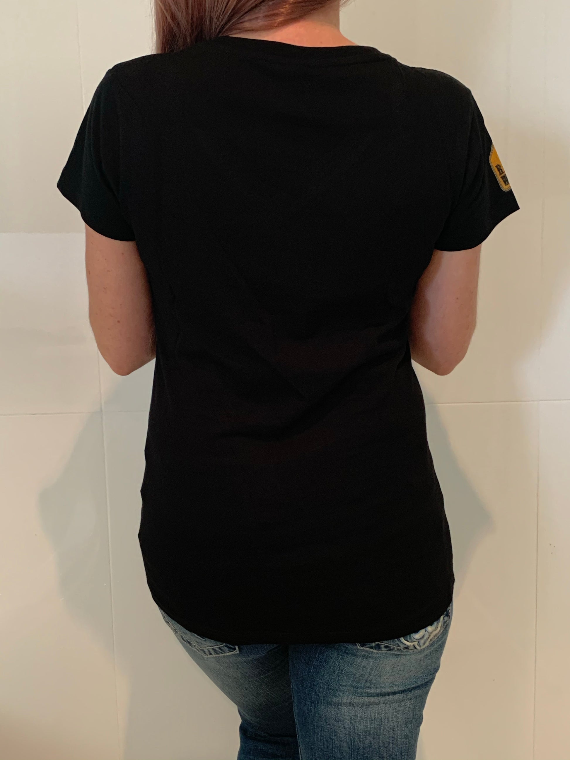 P4036  - Ranch Wild West Ladies Black V Neck T - Rawhide Western Wear 