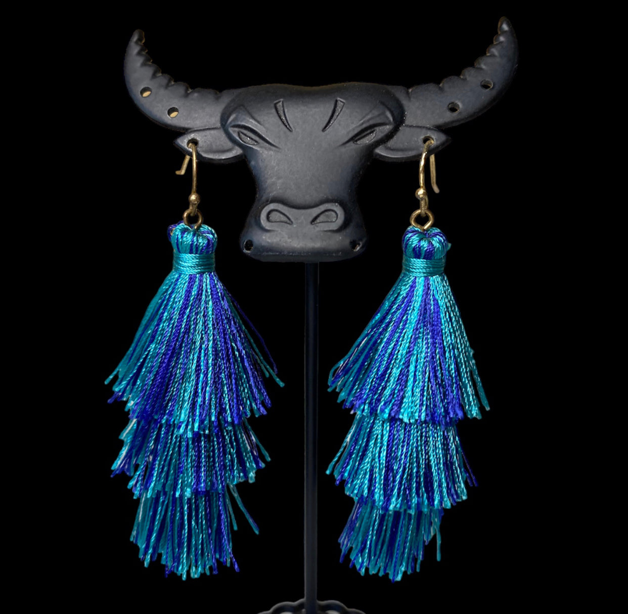 1093 - Blue Tassel Earrings