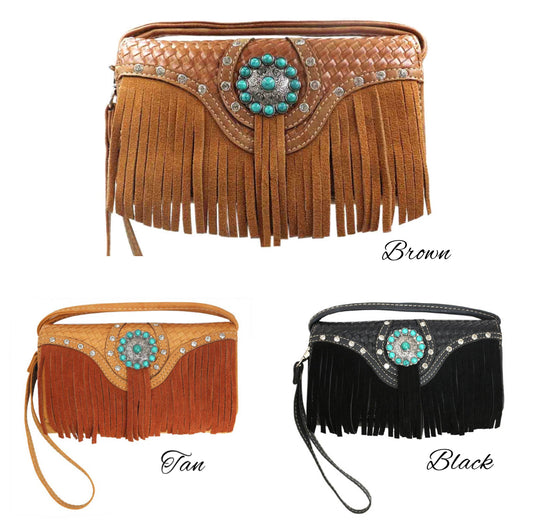 A8330 - Western Turquoise Accent with Fringe Wallet