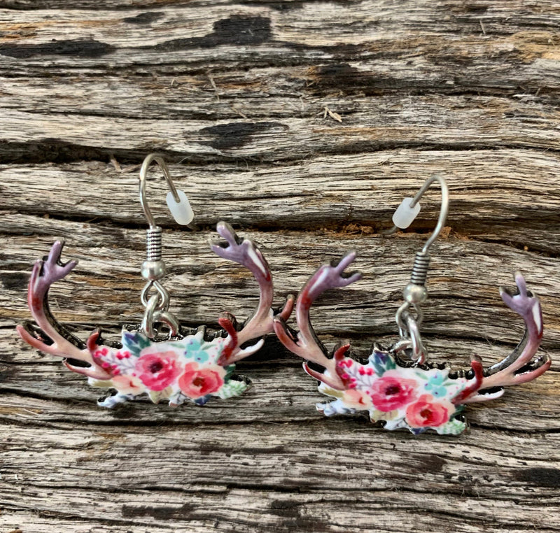J6097 - Horns Floral Earrings - Rawhide Western Wear 