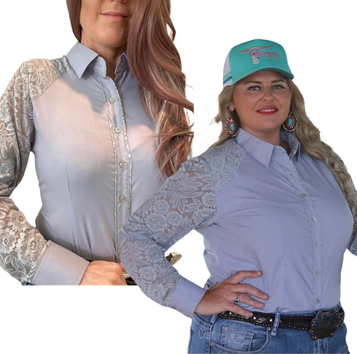 L1125 LORNA - 1/2 Lace Ladies Western Shirt