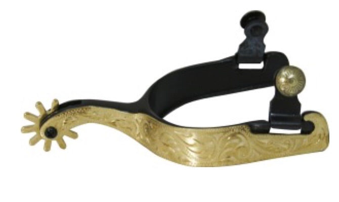 088961  - Campdraft Spur/lip Silver Engraved Trim Black - Rawhide Western Wear 