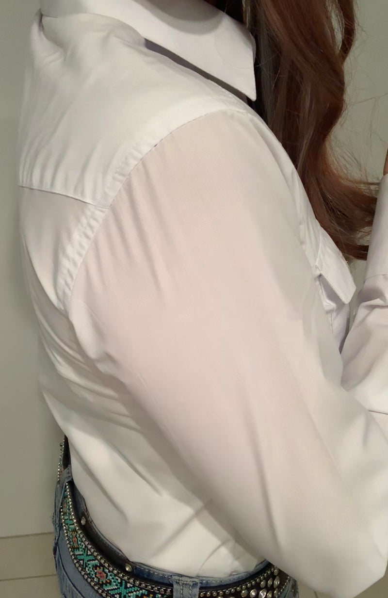 L1157 Ladies Plain White Shirt with Pockets - Rawhide Western Wear 