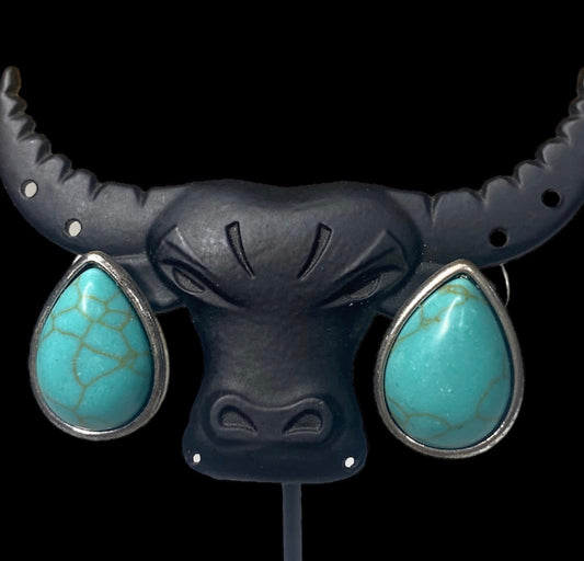 J6455 - Western Teardrop Turquoise Post Stud Earrings