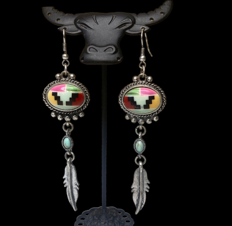J6160 - Western Style Aztec Drop Earrings