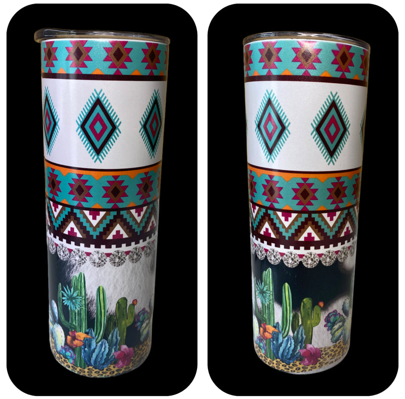 A8207 - Aztec Cactus Colour Change 600ml Stainless Steel Insulated Tumbler