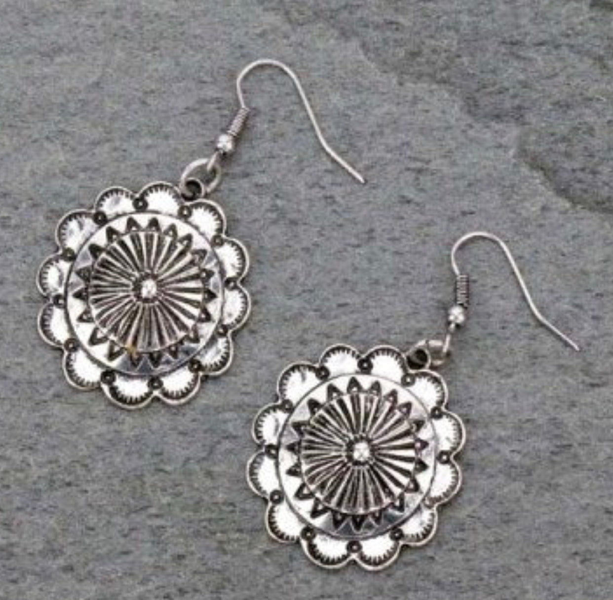 SE1270 - Western Concho Fish Hook Earrings