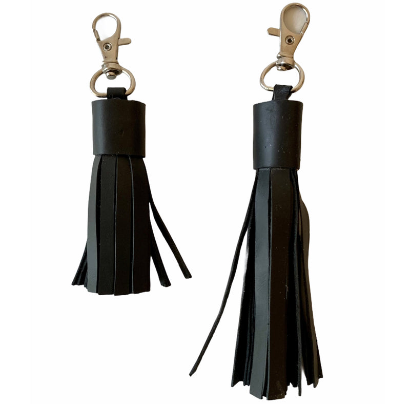 A7019 - Black Leather Tassel Clips - Rawhide Western Wear 