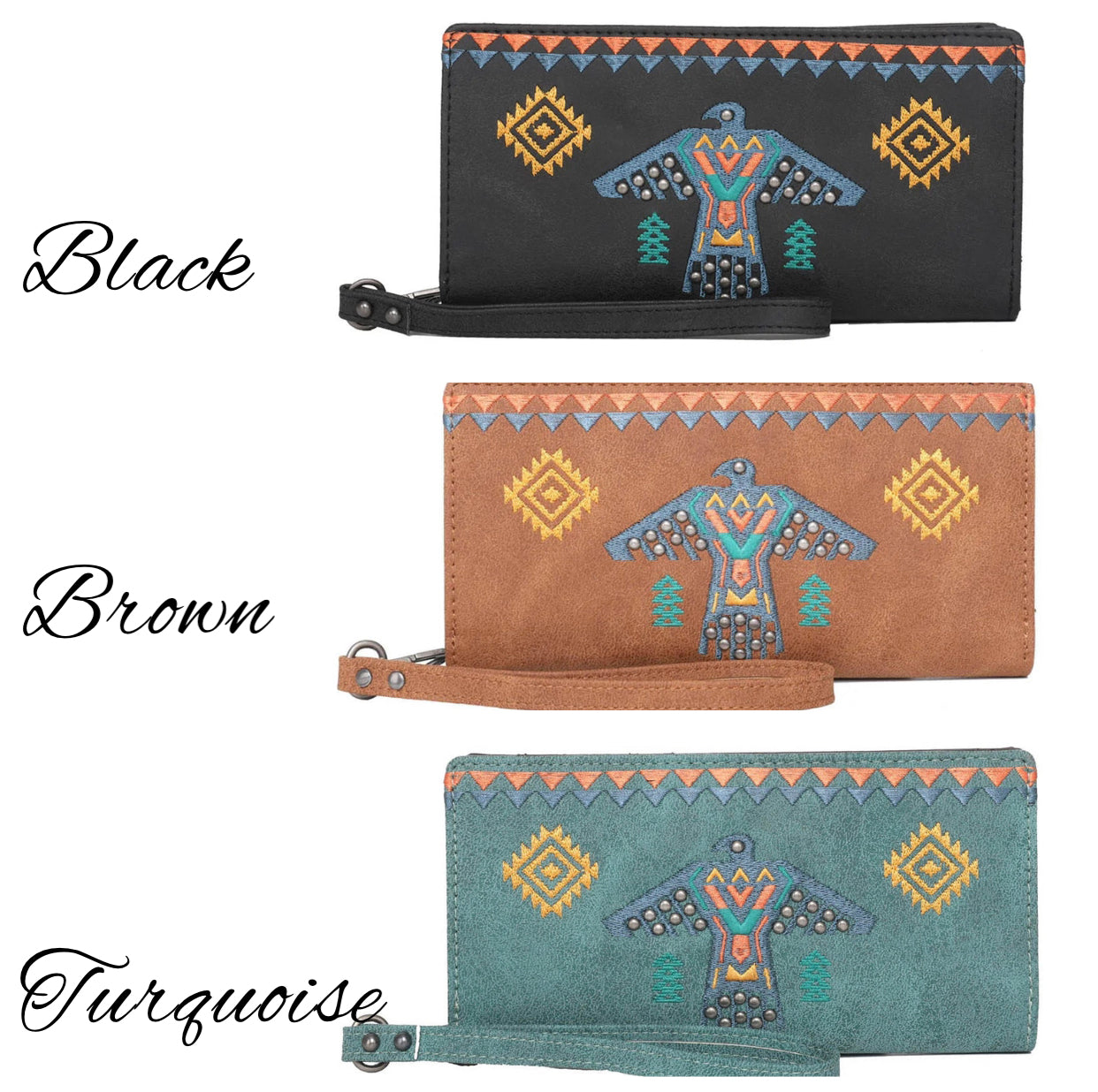 WG36W039 - Wrangler Embroidered Aztec Eagle Fringe Collection Wallet