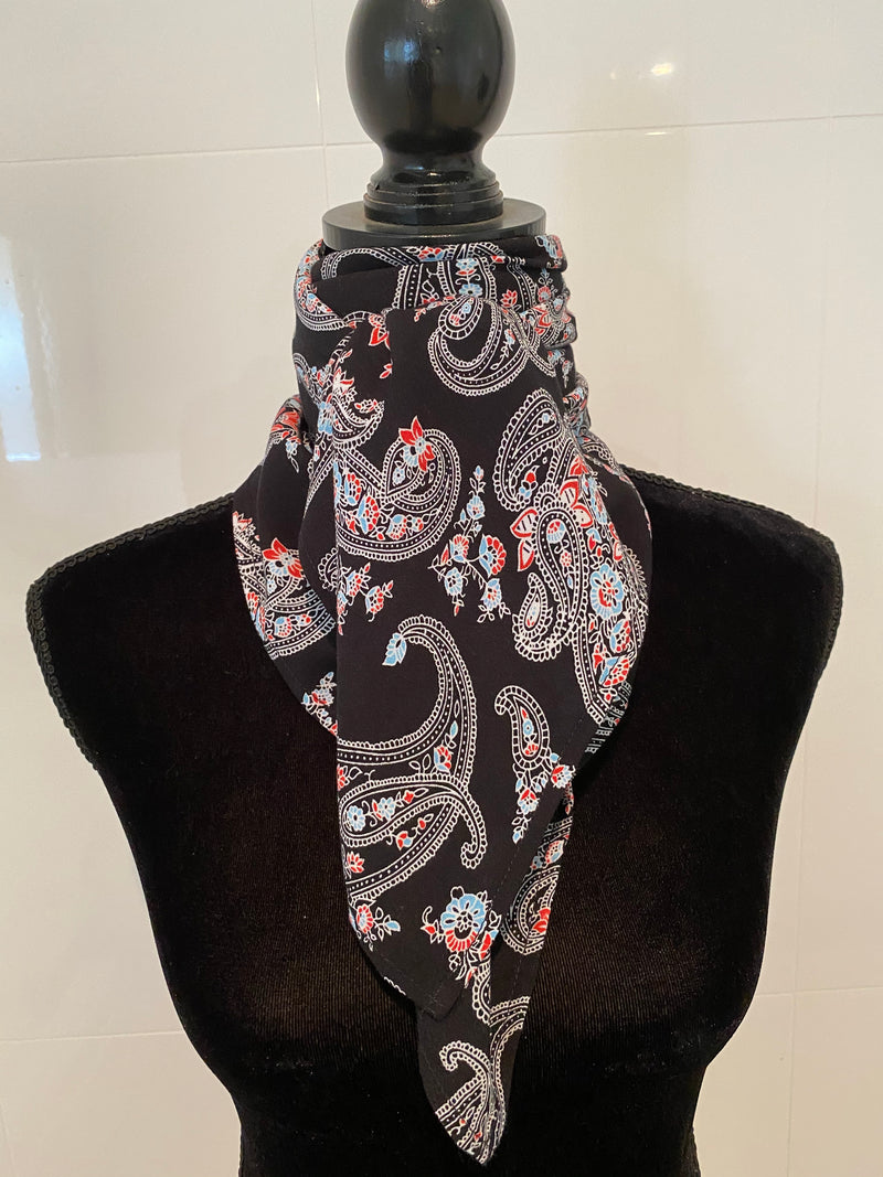 A7298 - Black Paisley Rawhide Scarf - Rawhide Western Wear 