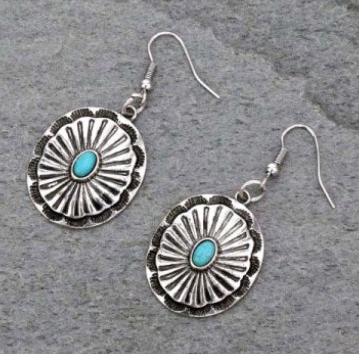 SE1273 - Western Concho Fish Hook Earrings