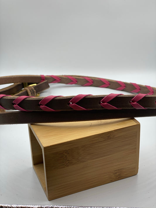 T5020HP  - Hot Pink Aust Made Laced Barrel Reins