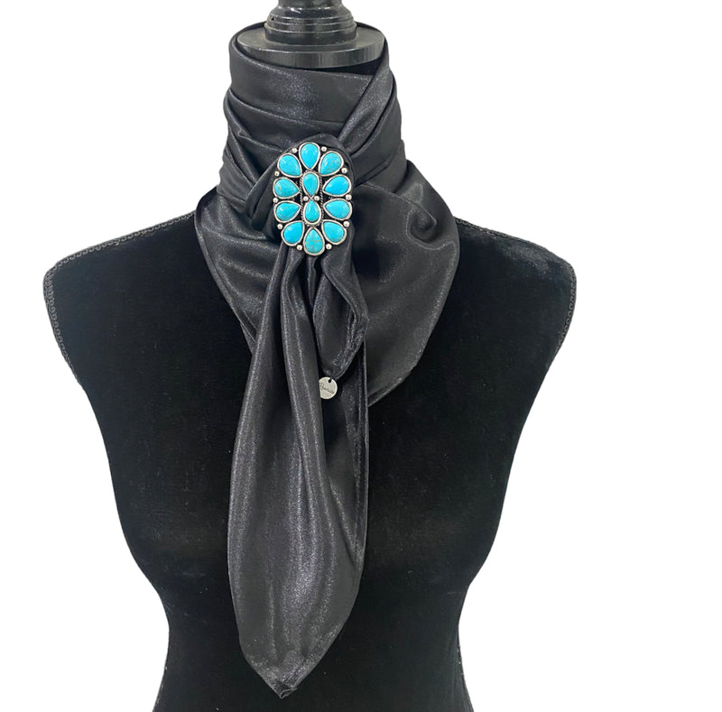 A8014 - SILK Black Rawhide Wild Rag Cowboy Scarf