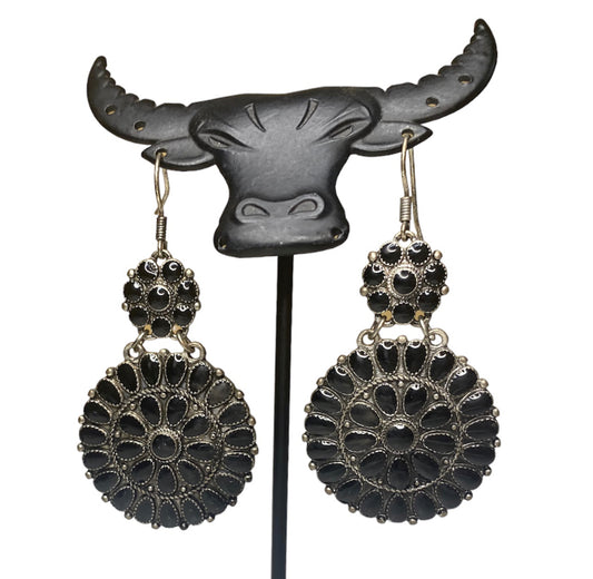 1873 - Black Stone Dangle Earrings