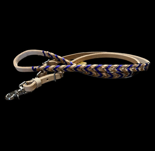 T5499 - Double Laced Metalic Purple & Rose Gold Aust Made Laced Barrel Reins