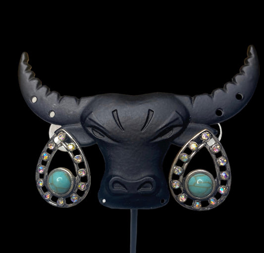 J6273 - Western Bling Turquoise Stud Earrings