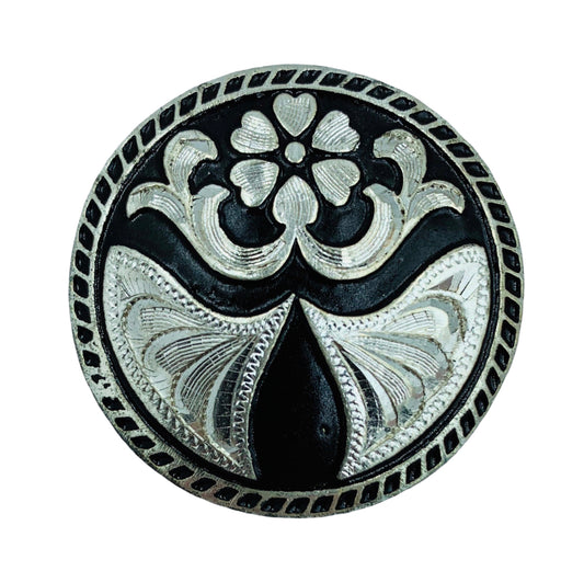 A7269 - Silver & Black Floral Concho