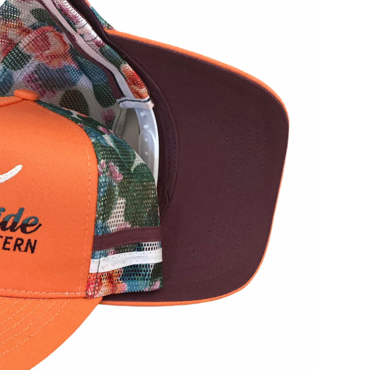 P4057 - Rawhide Coral & Cactus Flower P/Tail Country Trucker Cap