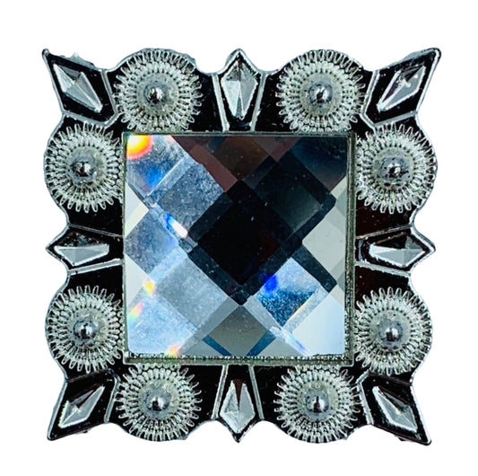 A7273 - Square Sliver with Clear Stone Concho
