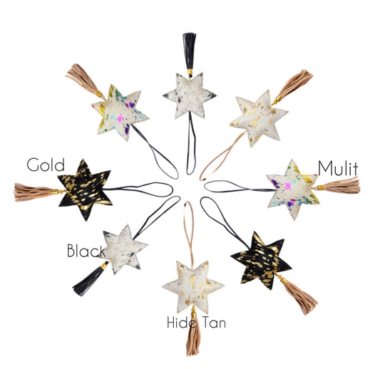 A8236 - Cowhide Star Hang- Christmas / Bag Charm Star Hanging