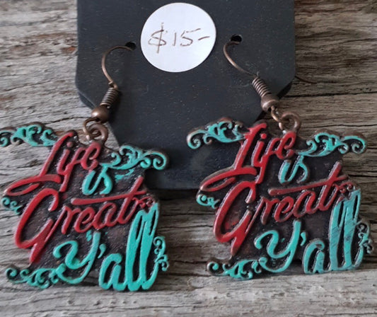 J6043  - Life Is Greaat Yáll Earrings - Rawhide Western Wear 
