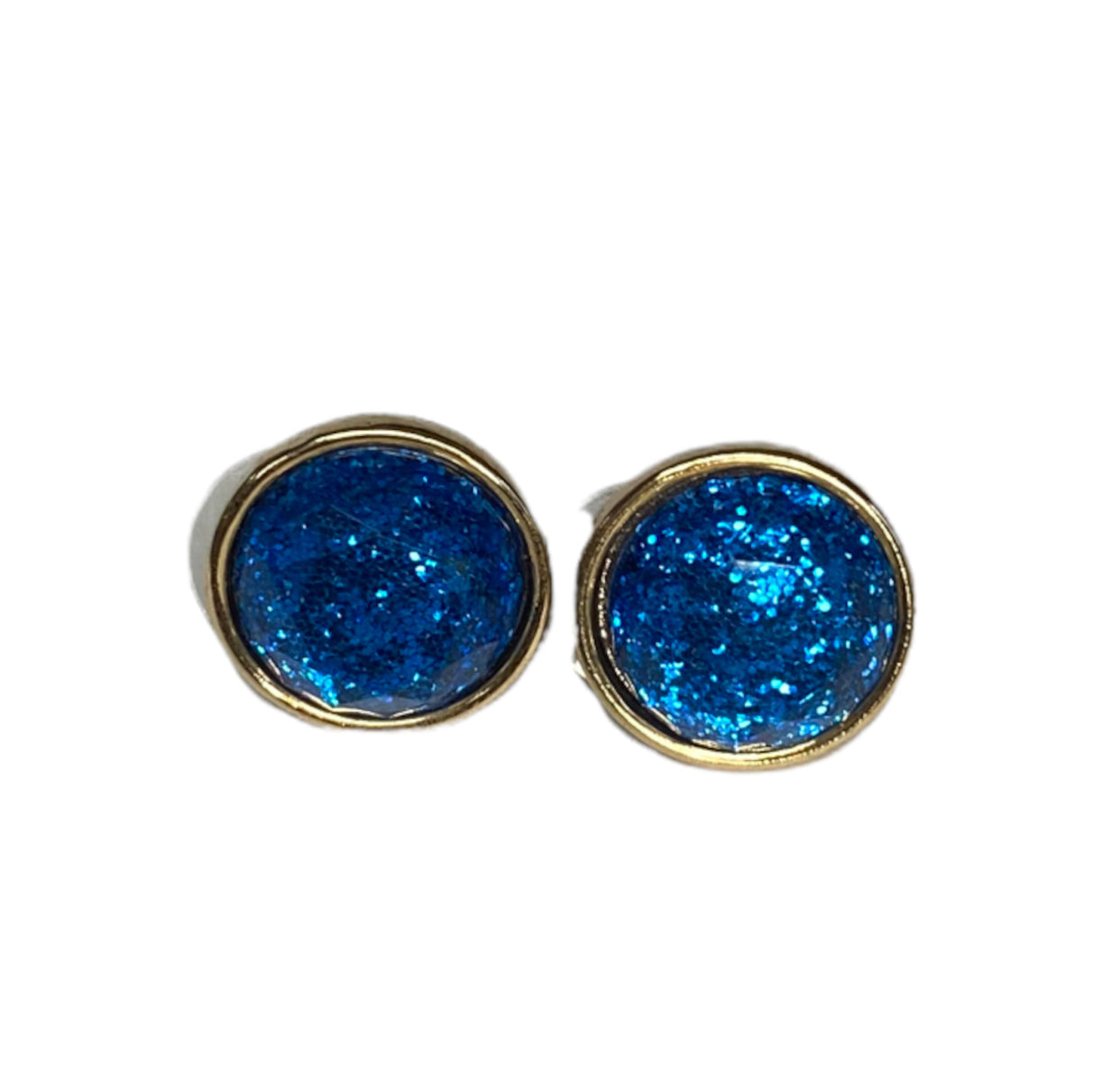 J6400 - Blue Glitter Gem Stud Earring