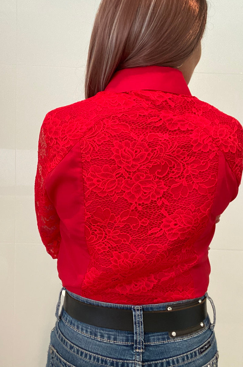 L1357 - Rosa Ladies 1/2 Lace Western Shirt