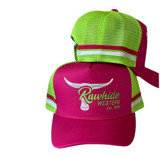P4107 - Rawhide Pink & Lime Country Trucker Cap